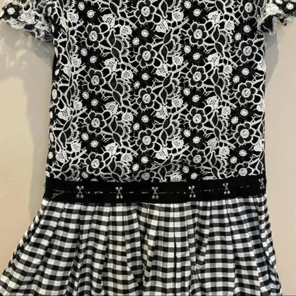 Zara floral lace top gingham skirt dress Small 7901/276 - Picture 5 of 7